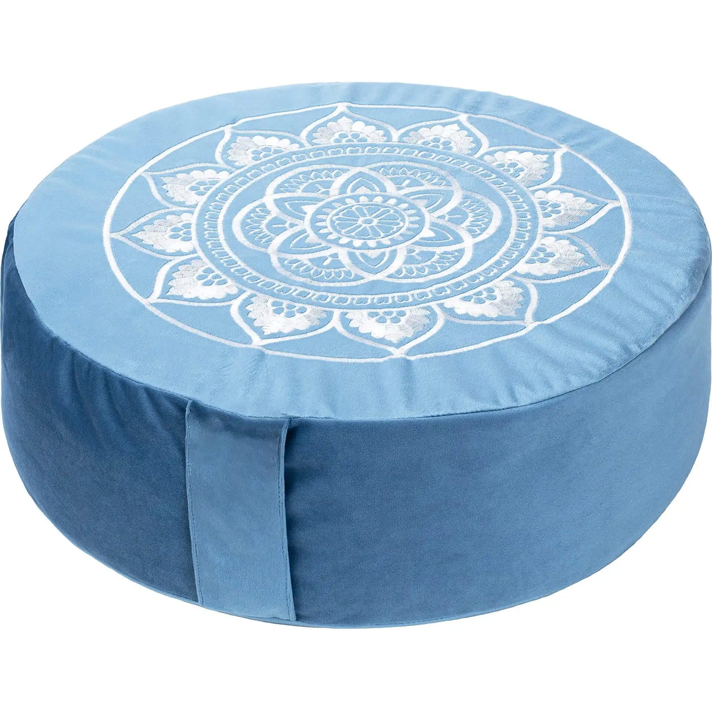 Zen Harmony Buckwheat Meditation Cushion Set – Mandala Bliss for Mindful Practice blue round
