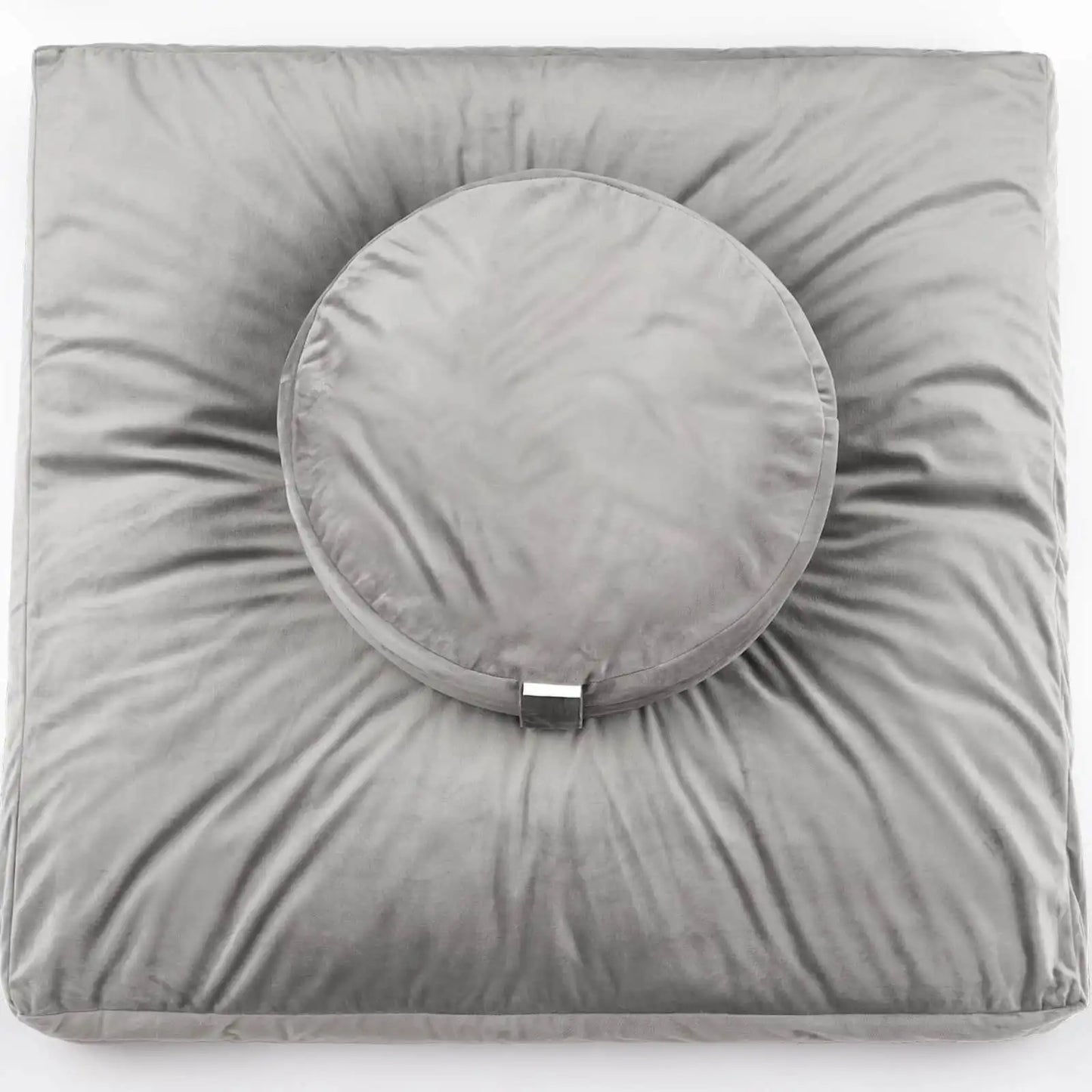 Zen Harmony Buckwheat Meditation Cushion Set – Mandala Bliss for Mindful Practice grey