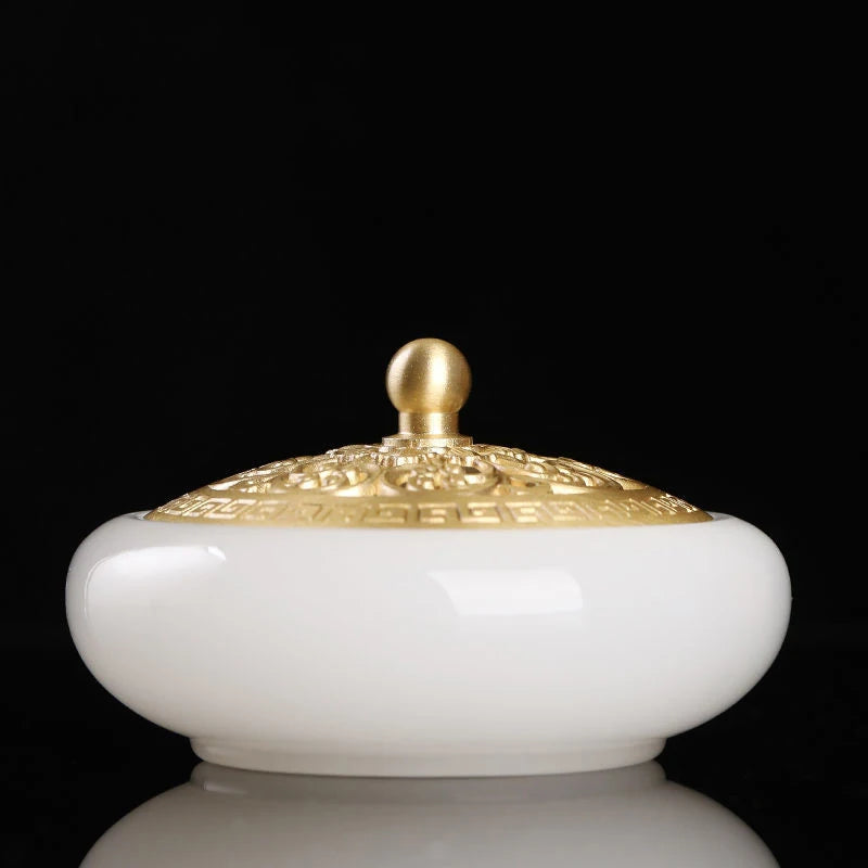 Cloud Mist Serenity Jade Incense Burner – Ancient Zen Elegance pearl white