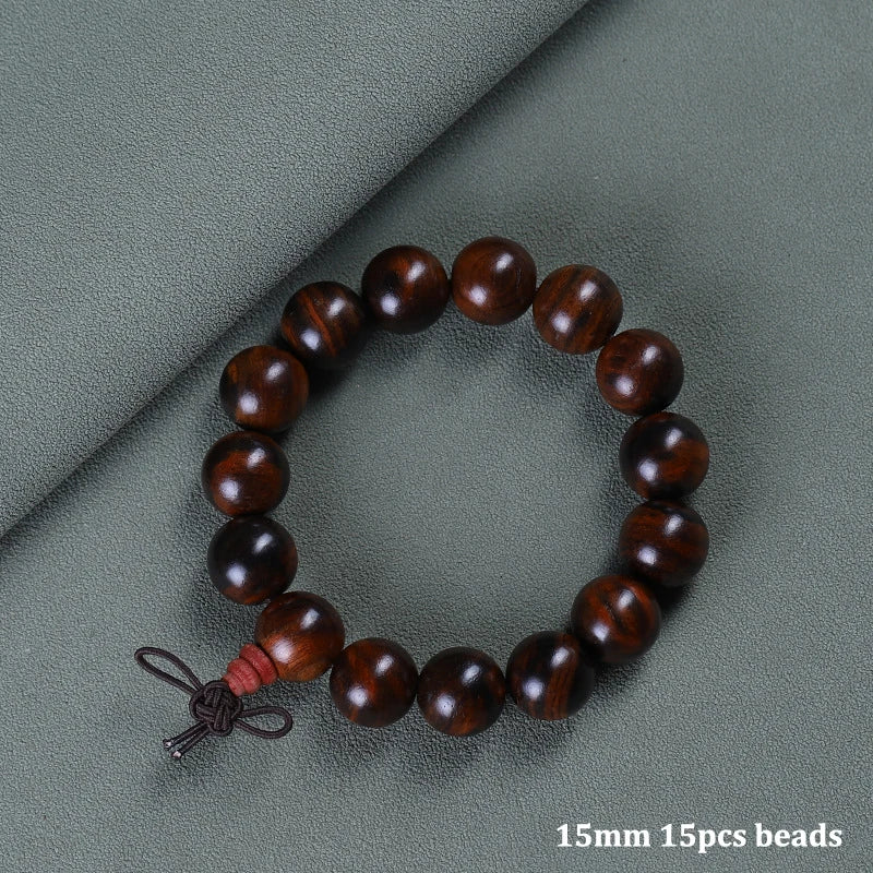 Natural Redwood Meditation Bracelet Set – Handcrafted Wooden Prayer Beads for Mindful Harmony 15mm