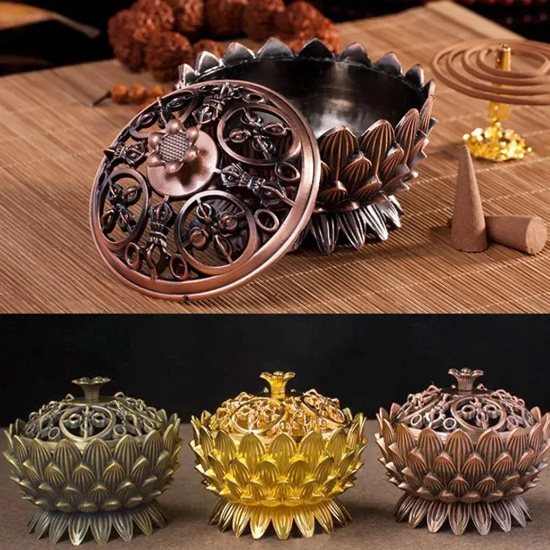 Eternal Zen Lotus Incense Burner ​​Three Tranquil Hues