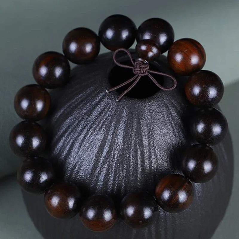 Natural Redwood Meditation Bracelet Set – Handcrafted Wooden Prayer Beads for Mindful Harmony side