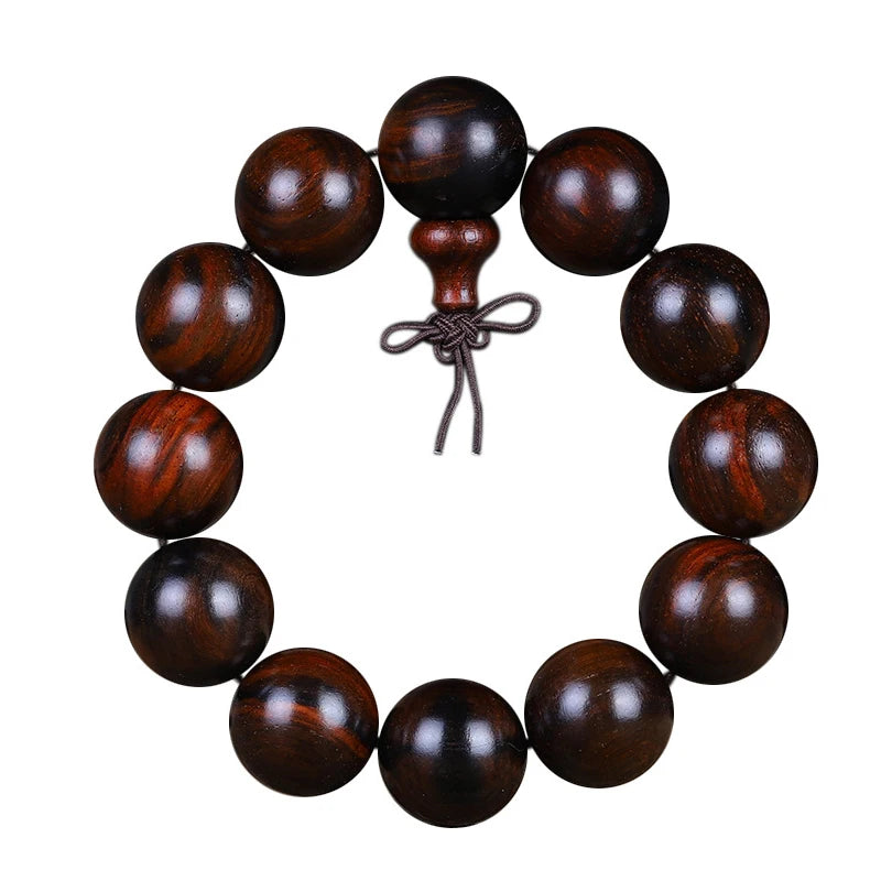 Natural Redwood Meditation Bracelet Set – Handcrafted Wooden Prayer Beads for Mindful Harmony white