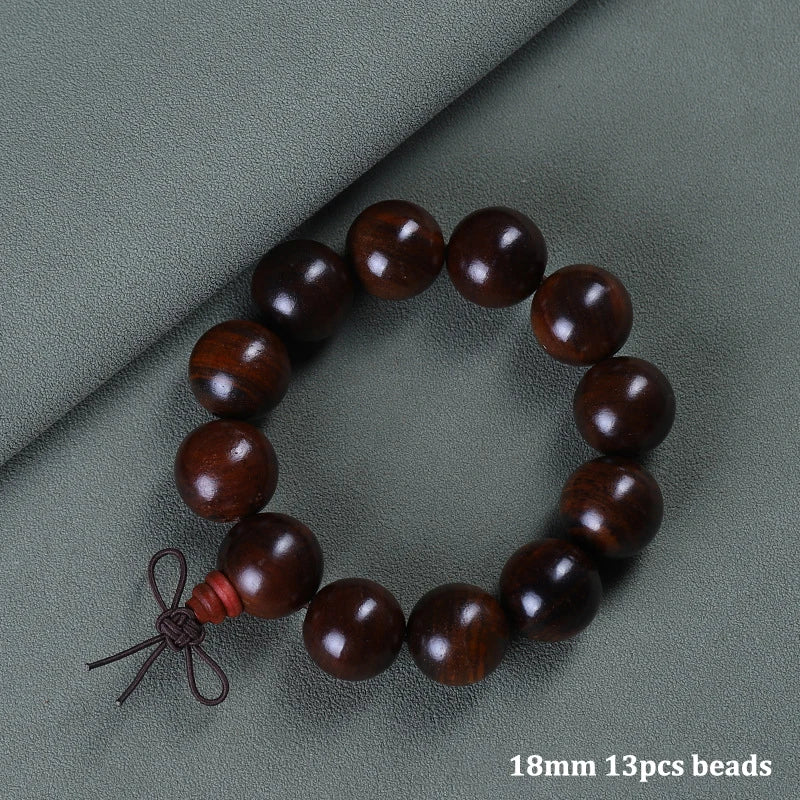 Natural Redwood Meditation Bracelet Set – Handcrafted Wooden Prayer Beads for Mindful Harmony 18mm