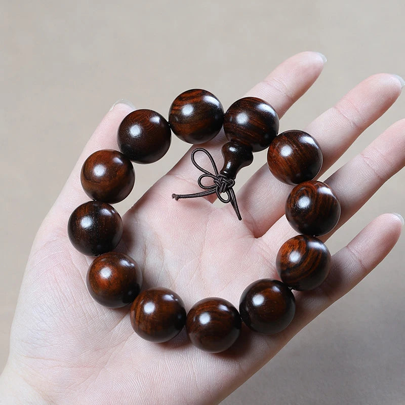 Natural Redwood Meditation Bracelet Set – Handcrafted Wooden Prayer Beads for Mindful Harmony